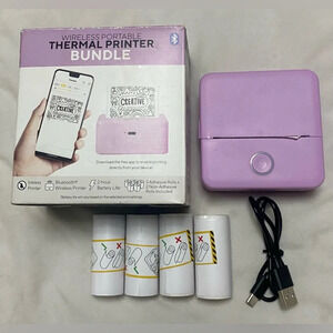 Core Innovations Wireless Mini Portable Thermal Printer Label Maker, Purple, EUC